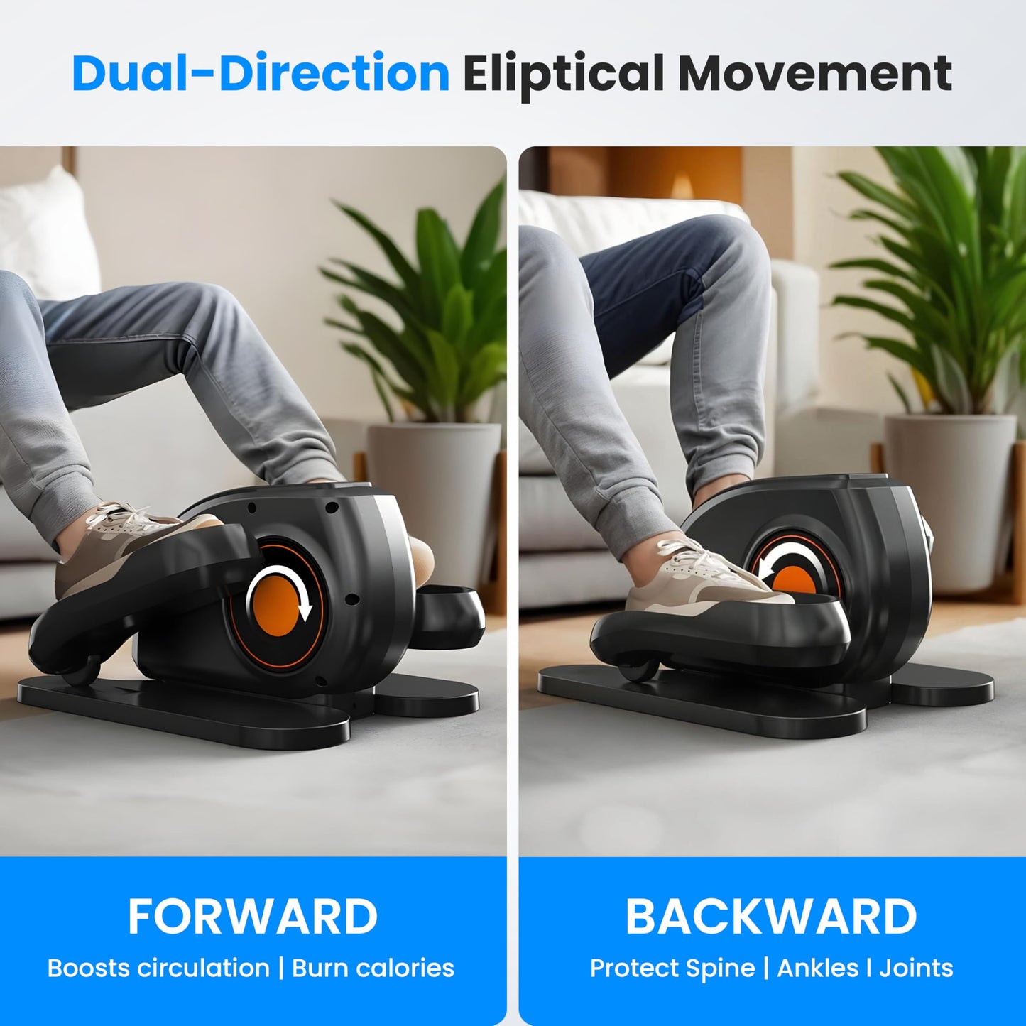 Under Desk Elliptical Machine with Remote Control, Electric Ellipse Leg Exerciser for Seniors Adults Home, 12 Adjustable Speeds, Quiet Portable Seated Pedal Exerciser, LED Monitor, Fully Assembled