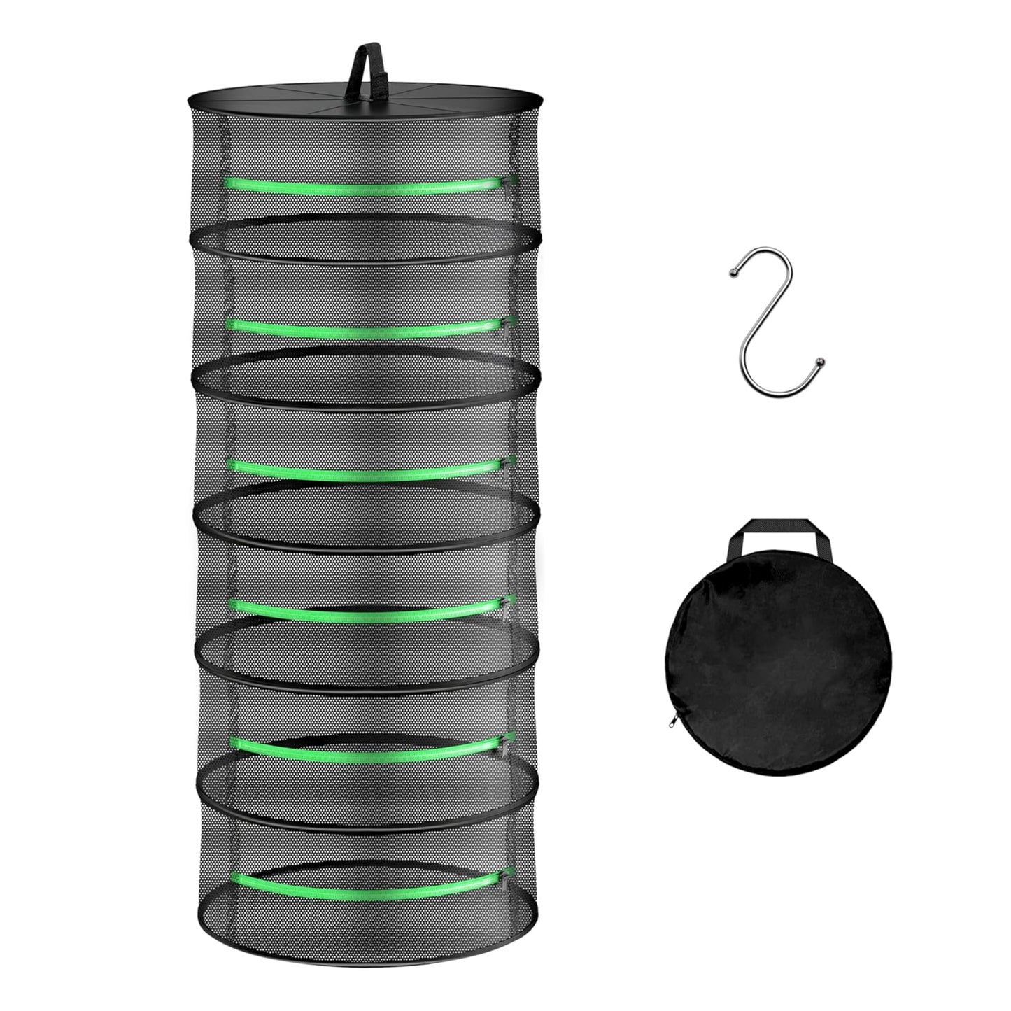 YSSOA 4 Layer 24'' Herb Drying Rack, Hanging Dry Mesh Folding Basket Dryer with Detachable Design & Hook for Plants, Herbs, Seeds and Buds in Grow Tent, Closet, Hydroponics, Garden Outdoor
