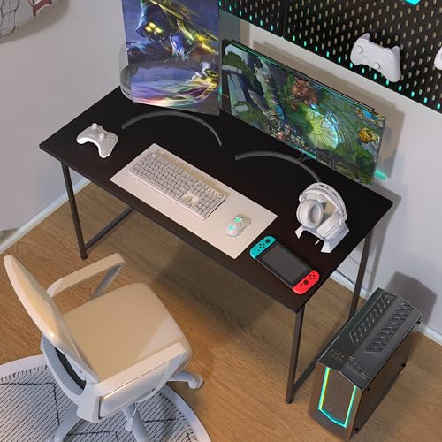 YSSOA Small Space Writing Desk with Headphone Hooks, Modern Simple Design, Suitable for Study, Home Office and Living Room