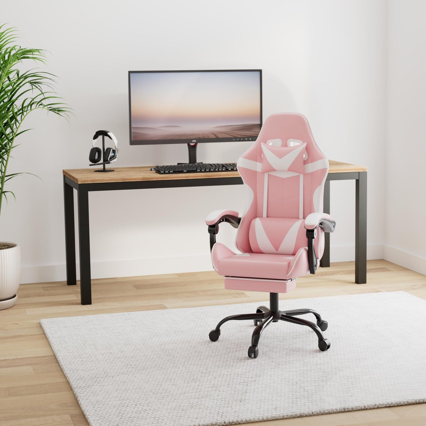 Gaming Chair, Backrest and Seat Height Adjustable Swivel Recliner Racing Office Computer Ergonomic Video Game Chair with Footrest and Lumbar Support