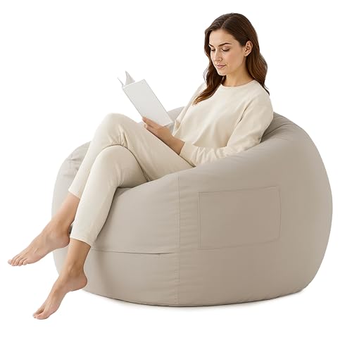 InfiniPower 3FT Bean Bag Chair, Comfy Beanbag Chairs for Adults with Memory Foam Filled, Lazy Sofa for Living Room Bedroom, Machine Washable Cover