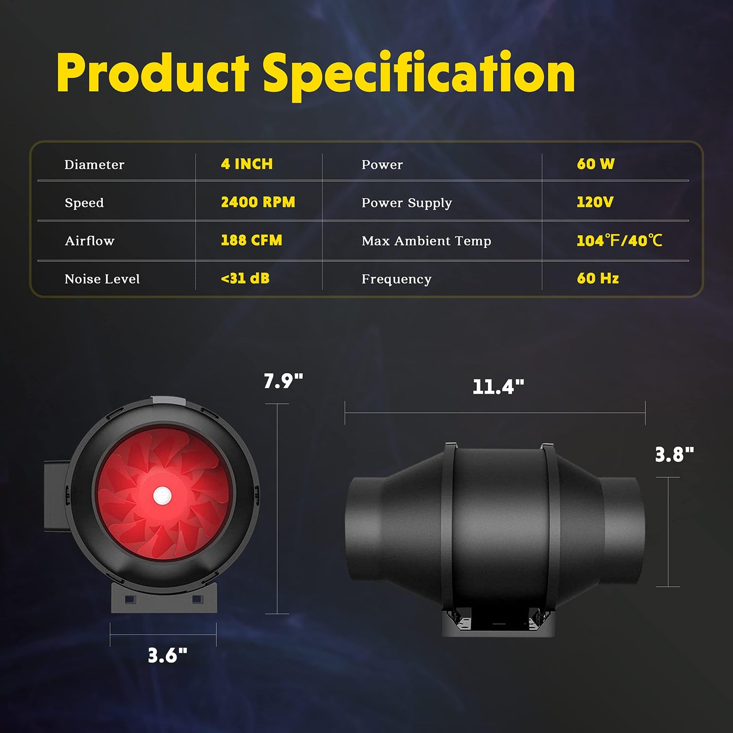 iPower Inline Fan Circulation Vent Blower and Air Carbon Filter Ducting Combo for Grow Tent Ventilation