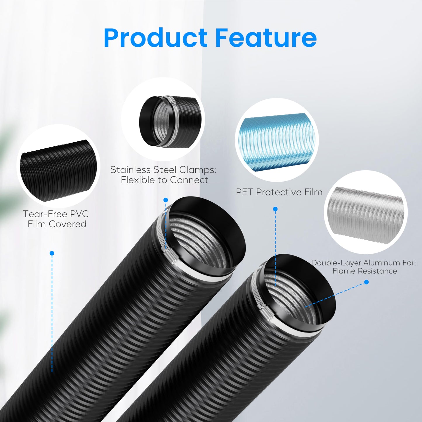 Simple Deluxe Aluminum Ducting and Adjustable Duct Clamps