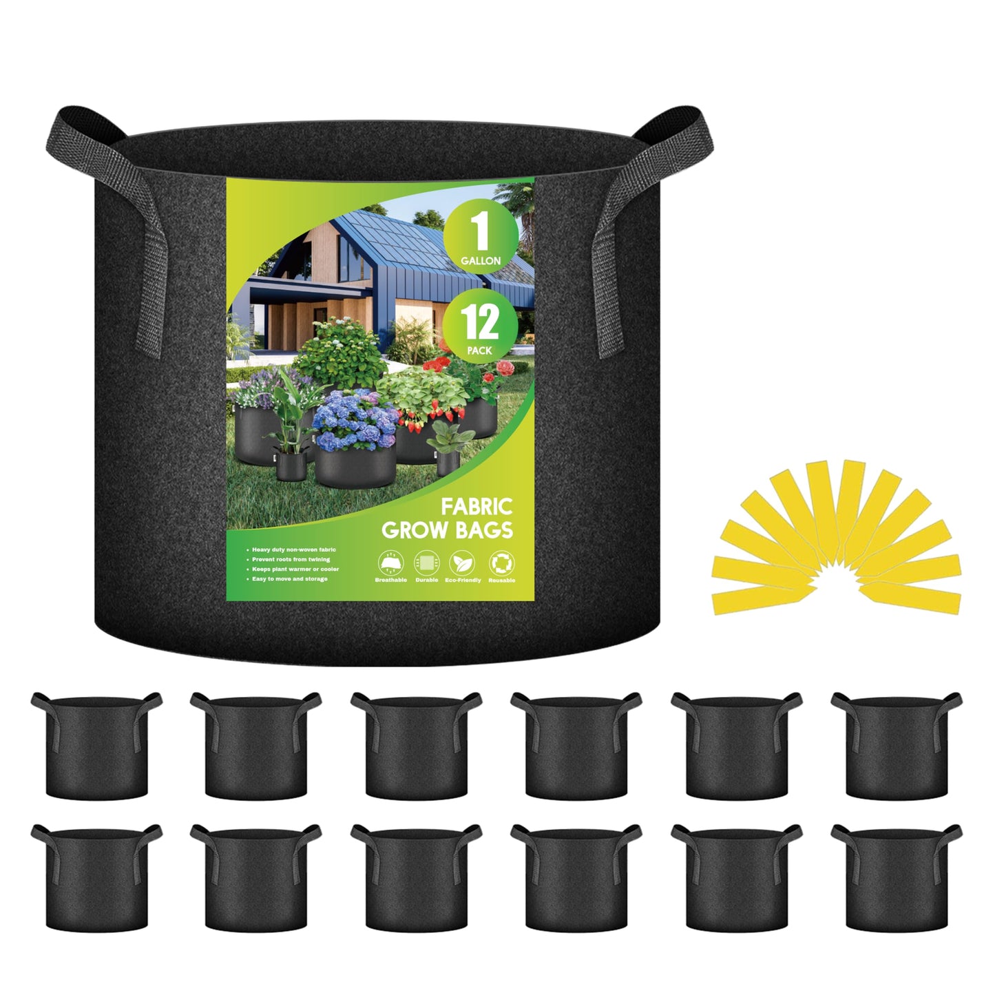 YSSOA Grow Bags Heavy Duty Thickened Nonwoven Aeration Fabric Pots with Handles, Cloth Pots for Plants, Vegetable, Flower, Tomato Potato