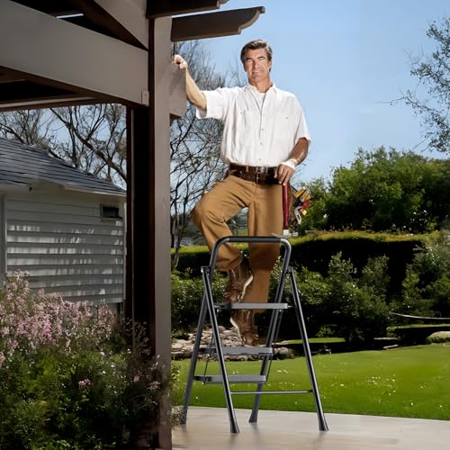Simple Deluxe 3 Step Ladder, Step Stool Foldable, 800lbs Portable Ladder with Wide Anti-Slip Pedal, Step Stool for Adults, Lightweight Step Ladder for Home Kitchen and Outdoor