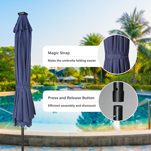 InfiniPower 9ft Patio Umbrella Replacement Canopy, Outdoor Replacement Canopy Only, Table Umbrellas Top Cover with 8 Ribs for Garden, Yard
