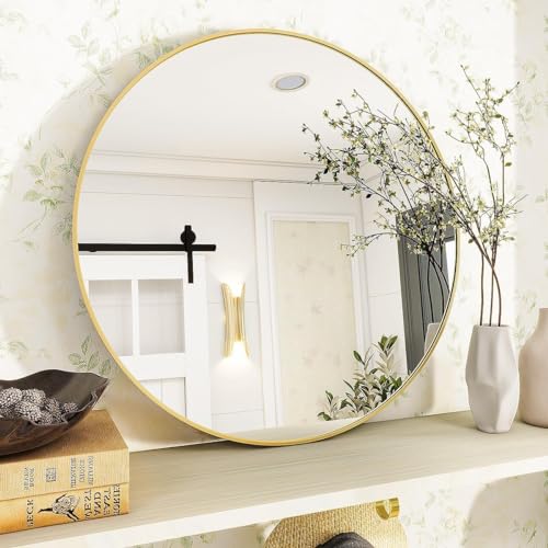 Simple Deluxe Black 20 Inch Circle Mirror
