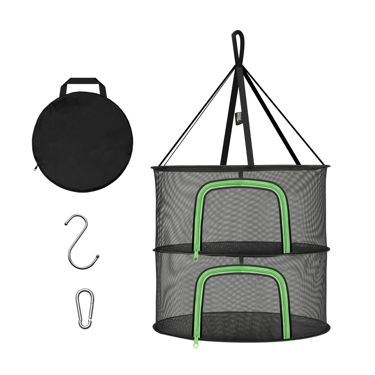 YSSOA 4 Layer 24'' Herb Drying Rack, Hanging Dry Mesh Folding Basket Dryer with Detachable Design & Hook for Plants, Herbs, Seeds and Buds in Grow Tent, Closet, Hydroponics, Garden Outdoor