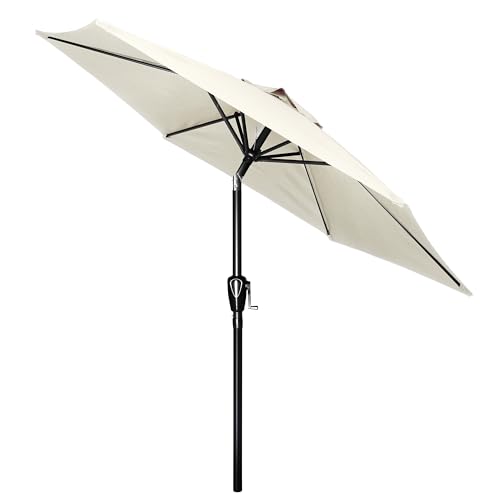 HealSmart 7.5ft Patio Umbrella with Push Button Tilt/Crank, Outdoor Table Market Yard Umbrella, 6 Sturdy Ribs for Garden, Deck, Backyard, Pool