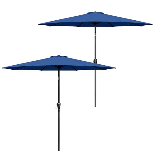 Simple Deluxe 9FT Outdoor Patio Umbrella Table Market Umbrella with Push Button Tilt and Crank, 8 Sturdy Ribs, UV Protection Waterproof for Garden, Lawn, Deck, Backyard, Pool