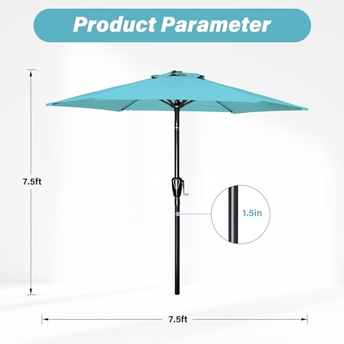 YSSOA Patio Umbrella Outdoor Table Market Yard Umbrella with 6 Sturdy Ribs