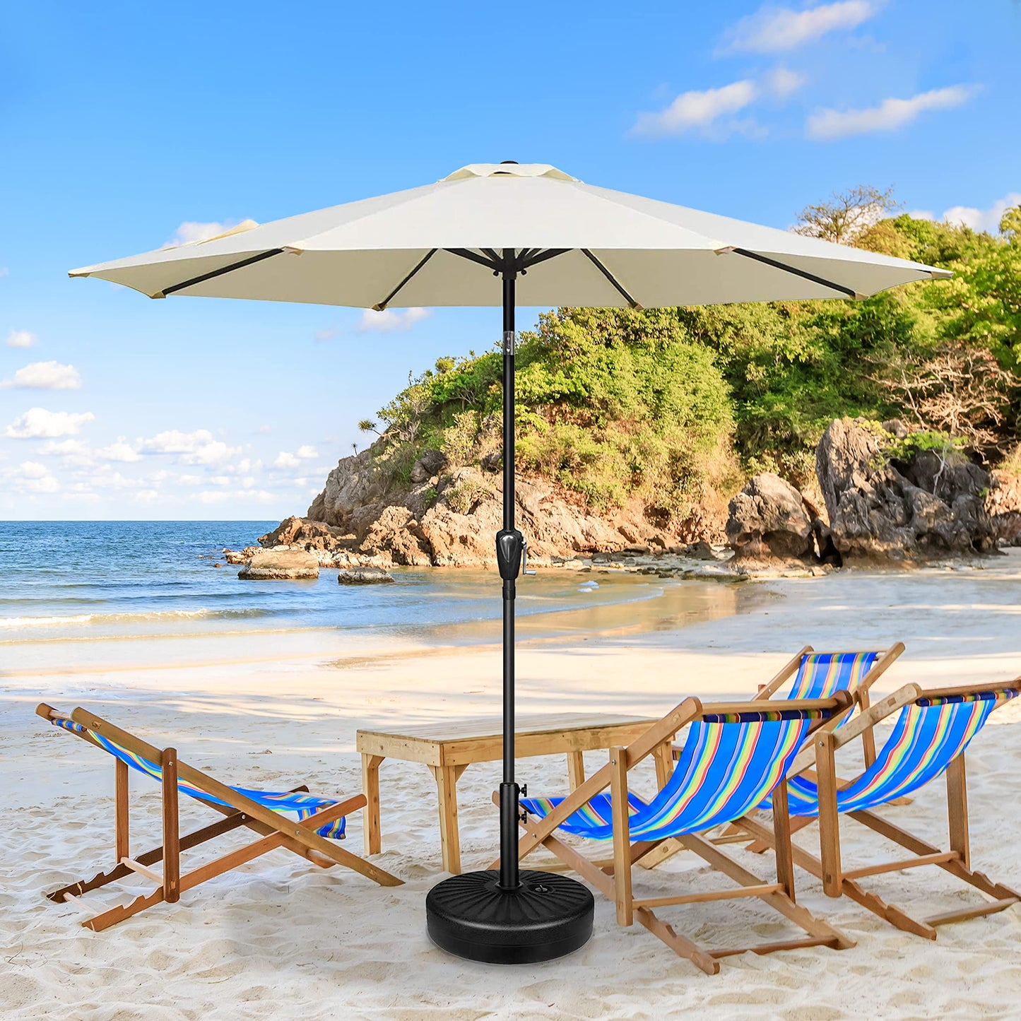 YSSOA Fillable Mobile Offset Patio Base Heavy Duty Market Cantilever Umbrella Stand Square