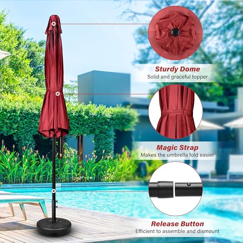 HealSmart 7.5ft Patio Umbrella with Push Button Tilt/Crank, Outdoor Table Market Yard Umbrella, 6 Sturdy Ribs for Garden, Deck, Backyard, Pool