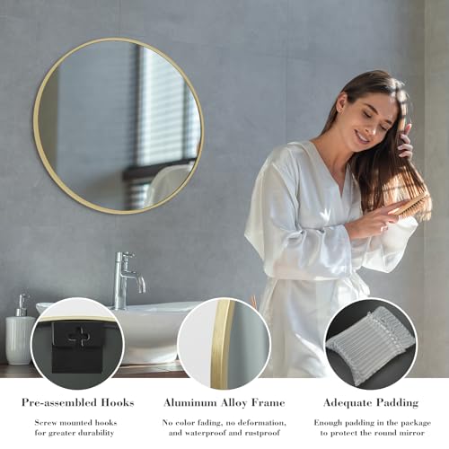 YSSOA Black 20 Inch Round Mirror