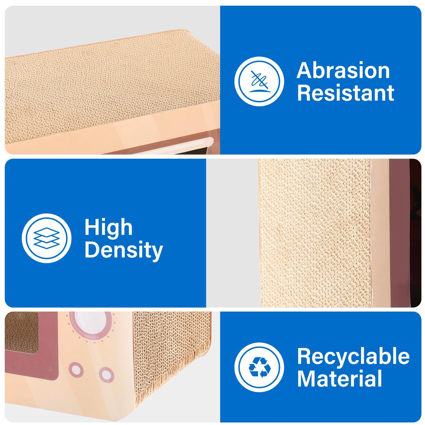 2 in 1 Cat Scratcher Cardboard Lounge Bed, Cat Scratching Pad, Durable Board Pads Prevents Furniture Damage,Large