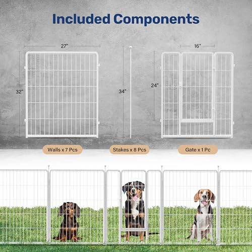 Simple Deluxe Dog Playpen, Heavy Duty Metal Pet Playpen Indoor Outdoor