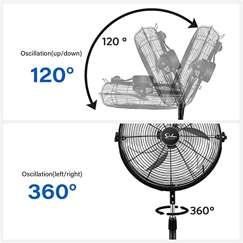 Simple Deluxe Pedestal Standing Fan, High Velocity, Heavy Duty Metal For Industrial, Commercial, Residential, Greenhouse Use, Black, 2Pack