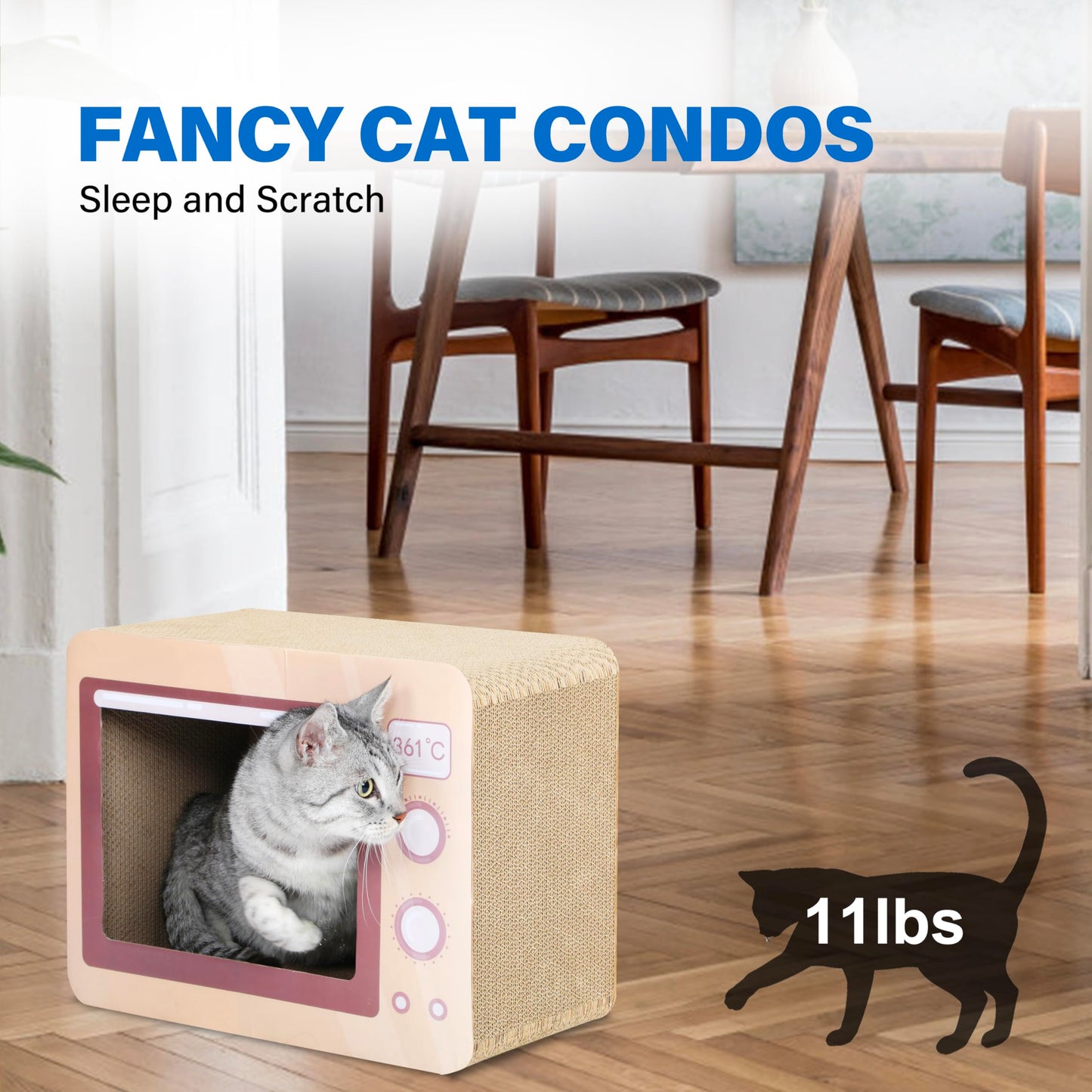 2 in 1 Cat Scratcher Cardboard Lounge Bed, Cat Scratching Pad, Durable Board Pads Prevents Furniture Damage,Large