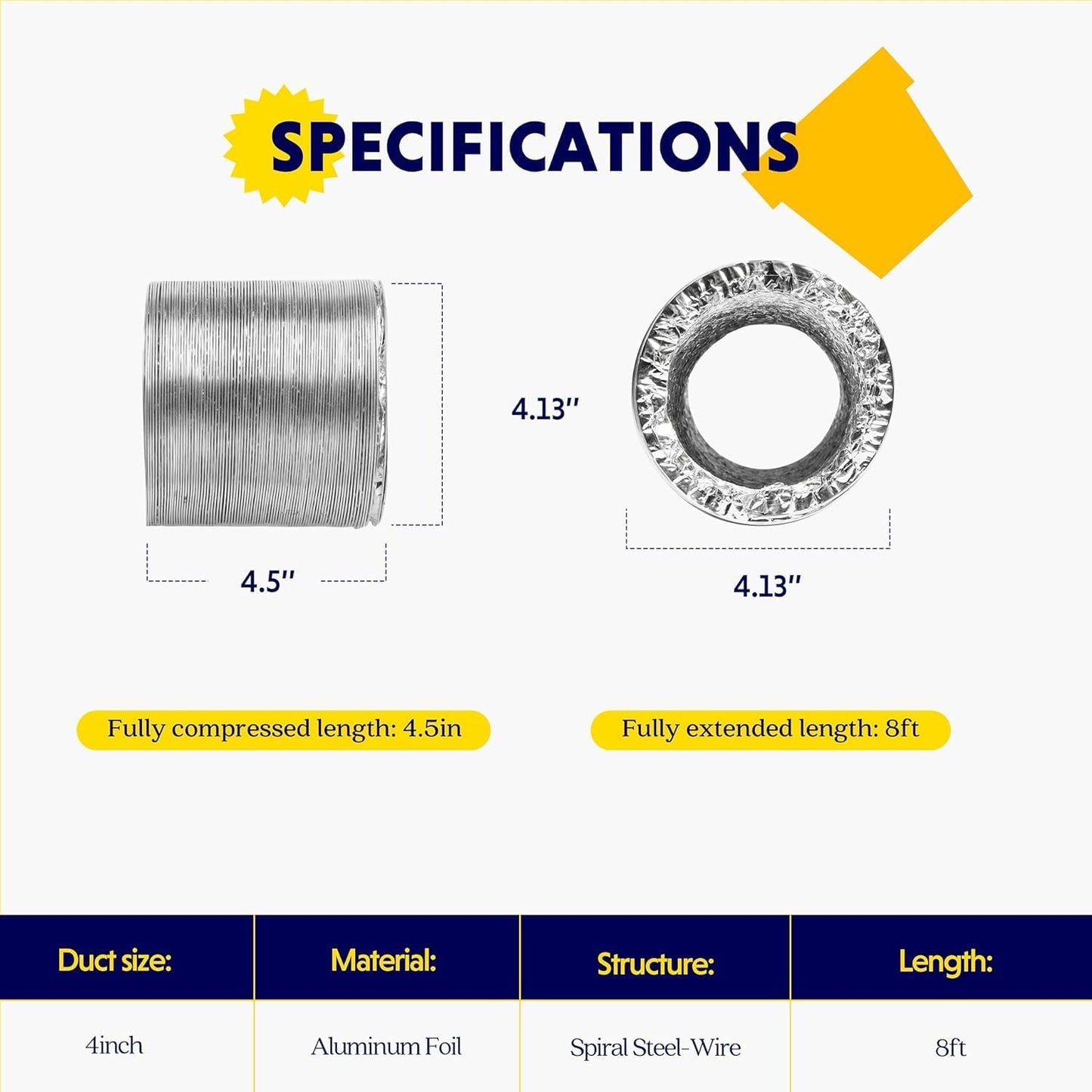 iPower Non-insulated Flex Air Aluminum Ducting
