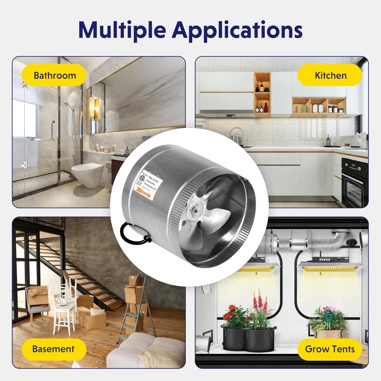 iPower Inline Booster Duct Fan and Speed Adjuster HVAC Controls