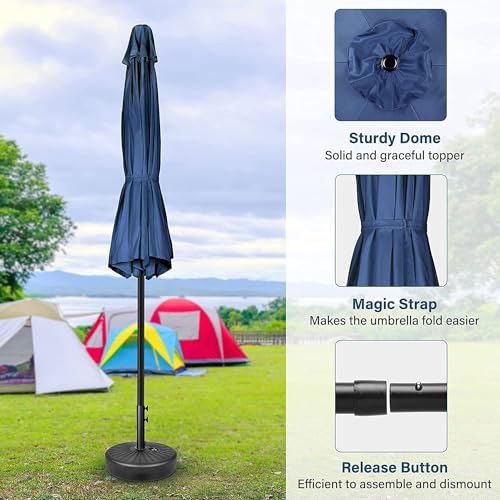 Simple Deluxe 9FT Outdoor Patio Umbrella Table Market Umbrella with Push Button Tilt and Crank, 8 Sturdy Ribs, UV Protection Waterproof for Garden, Lawn, Deck, Backyard, Pool