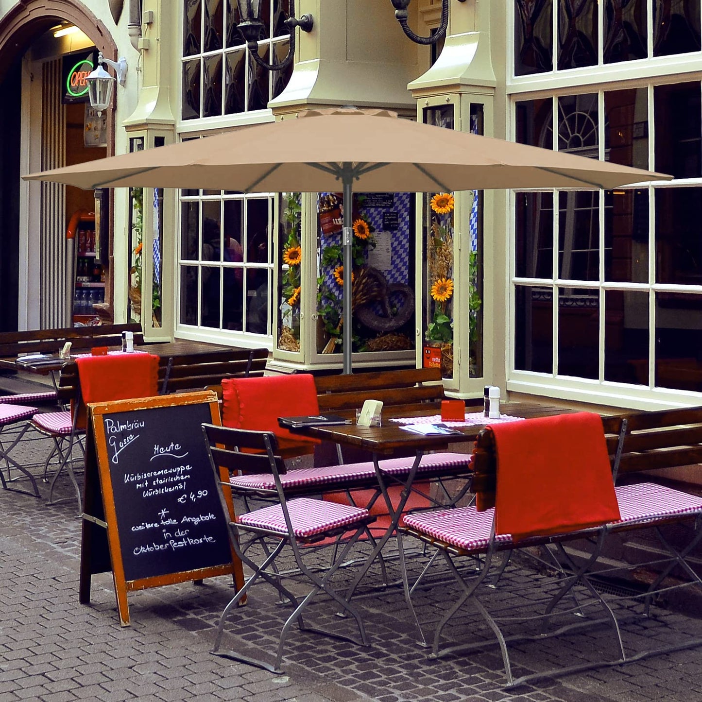 YSSOA Fillable Mobile Offset Patio Base Heavy Duty Market Cantilever Umbrella Stand Square