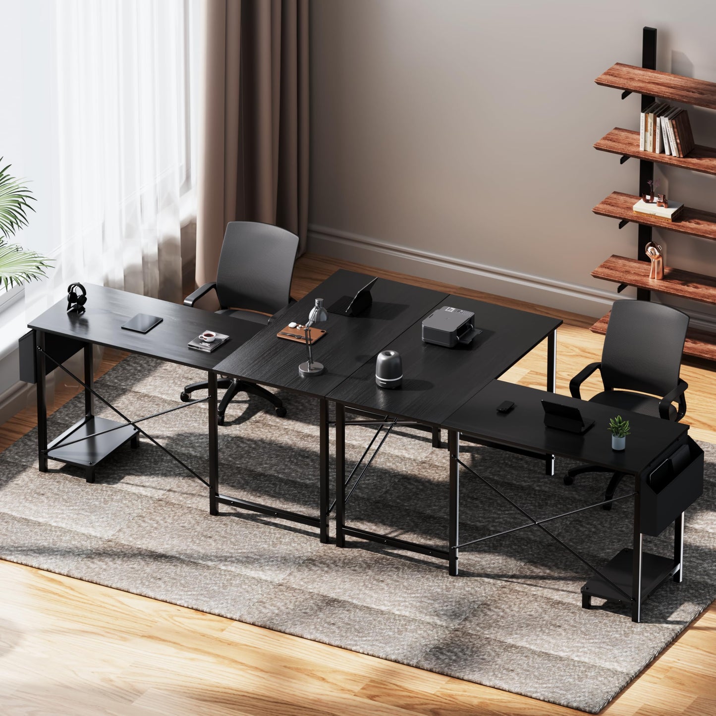 YSSOA 50" L Shaped Gaming Desk with Reversible Corner - Home Office Computer Desk with Wood Top, Metal Frame, CPU Stand & Storage Bag for Small Space, Gaming Room