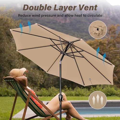 YSSOA 9ft/10ft Outdoor Market Patio Umbrella with 8 Sturdy Ribs, Tilt/Crank Push Button for Garden, Deck, Backyard and Pool