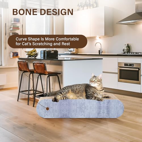 2 in 1 Cat Scratcher Cardboard Lounge Bed, Cat Scratching Pad, Durable Board Pads Prevents Furniture Damage,Large