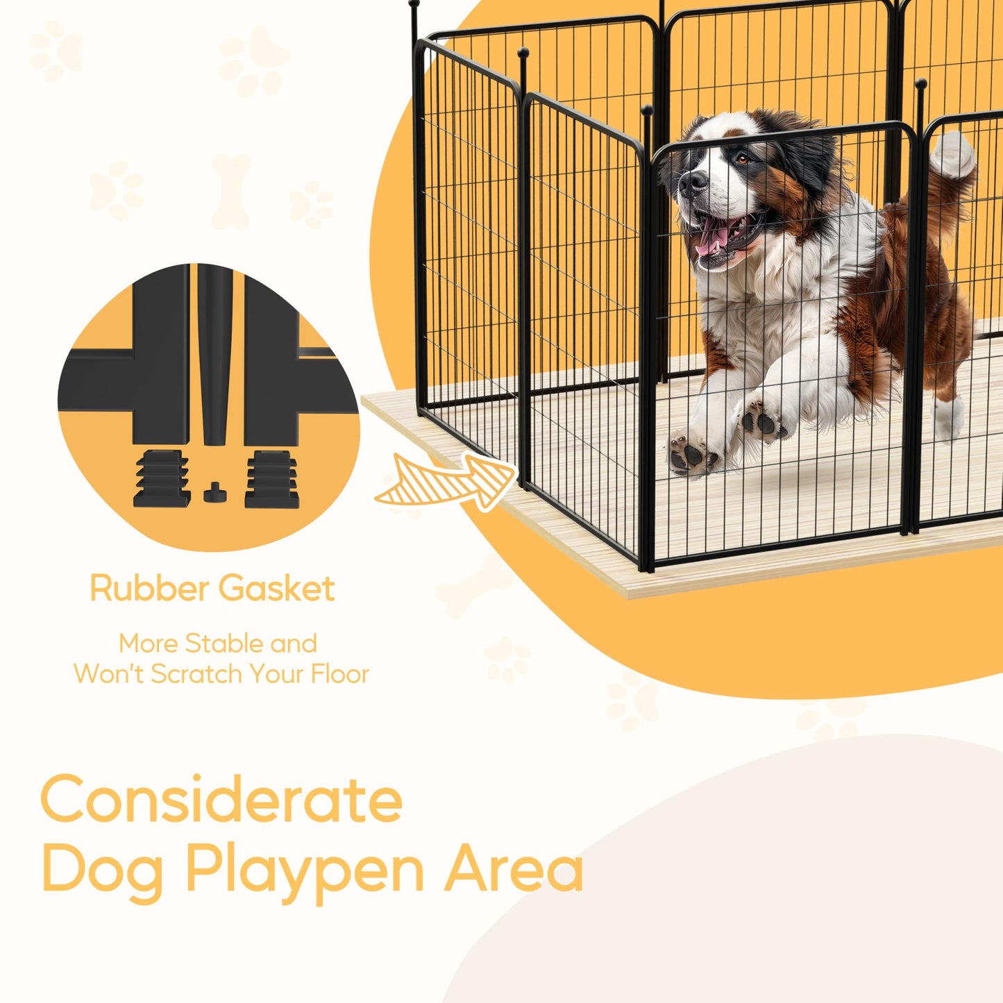 HealSmart Dog Playpen, 8-Panel Indoor and Outdoor Dog Fence