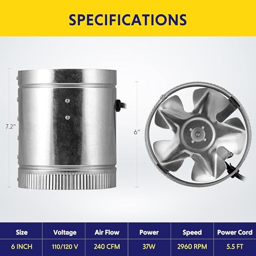 iPower Inline Booster Duct Fan and Speed Adjuster HVAC Controls