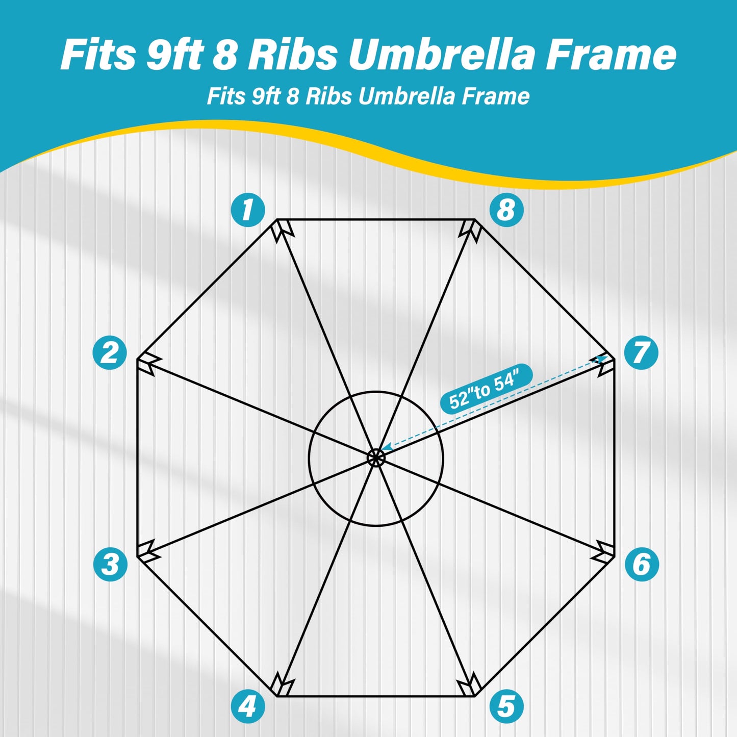 InfiniPower 9ft Patio Umbrella Replacement Canopy, Outdoor Replacement Canopy Only, Table Umbrellas Top Cover with 8 Ribs for Garden, Yard