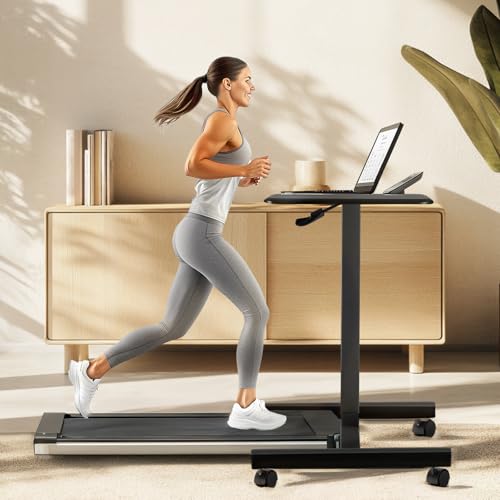 YSSOA Mobile Small Standing Desk - Rolling Desk with Adjustable Height and Lockable Wheels, Sit-Stand Laptop Table, Portable Computer Workstation