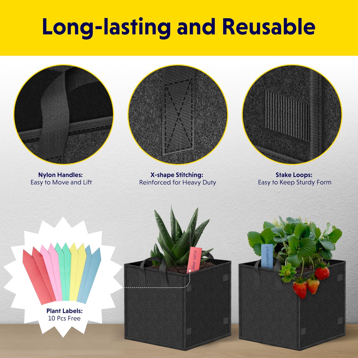 YSSOA Grow Bags Heavy Duty Thickened Nonwoven Aeration Fabric Pots with Handles, Cloth Pots for Plants, Vegetable, Flower, Tomato Potato