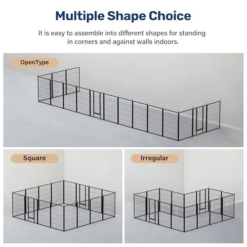 YSSOA Dog Playpen Indoor, Puppy Playpen Indoor Outdoor for Yard, Camping, RV, Heavy Duty Dog Pen for Puppies/Small/Medium Dogs, Black