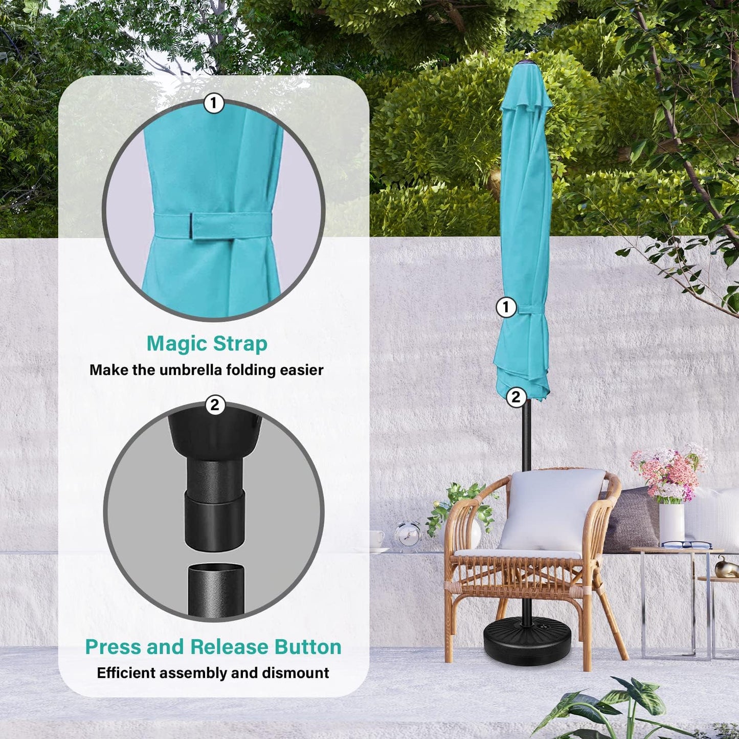 YSSOA Fillable Mobile Offset Patio Base Heavy Duty Market Cantilever Umbrella Stand Square