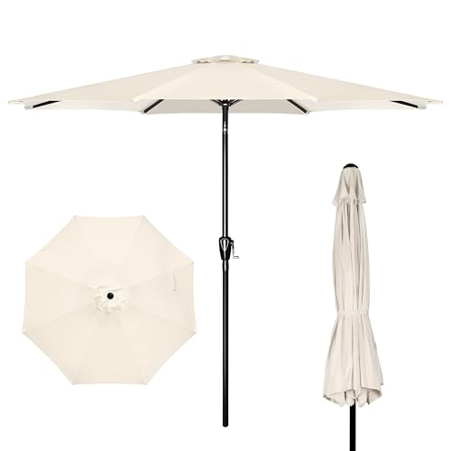 iPower 9ft Patio Umbrella Outdoor Table Umbrellas with 8 Sturdy Ribs, Push Button Tilt and Crank for Yard, Pool and Garden