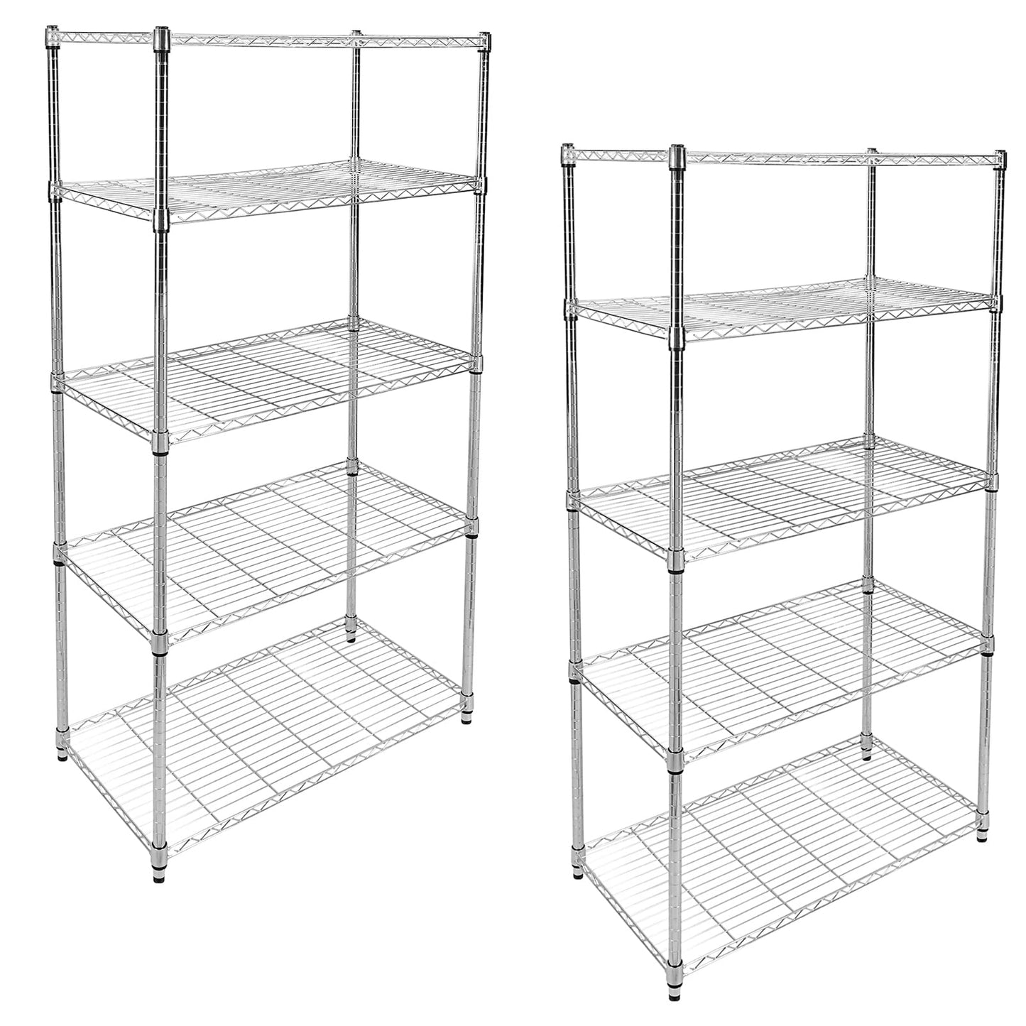 Simple Deluxe Heavy Duty 5-Shelf Storage Shelves, 1750Lb Loading Capacity, 35.43" W x 17.72" D x 70.87" H Adjustable Shelving Unit with Wheels, Chrome, 2 Pack