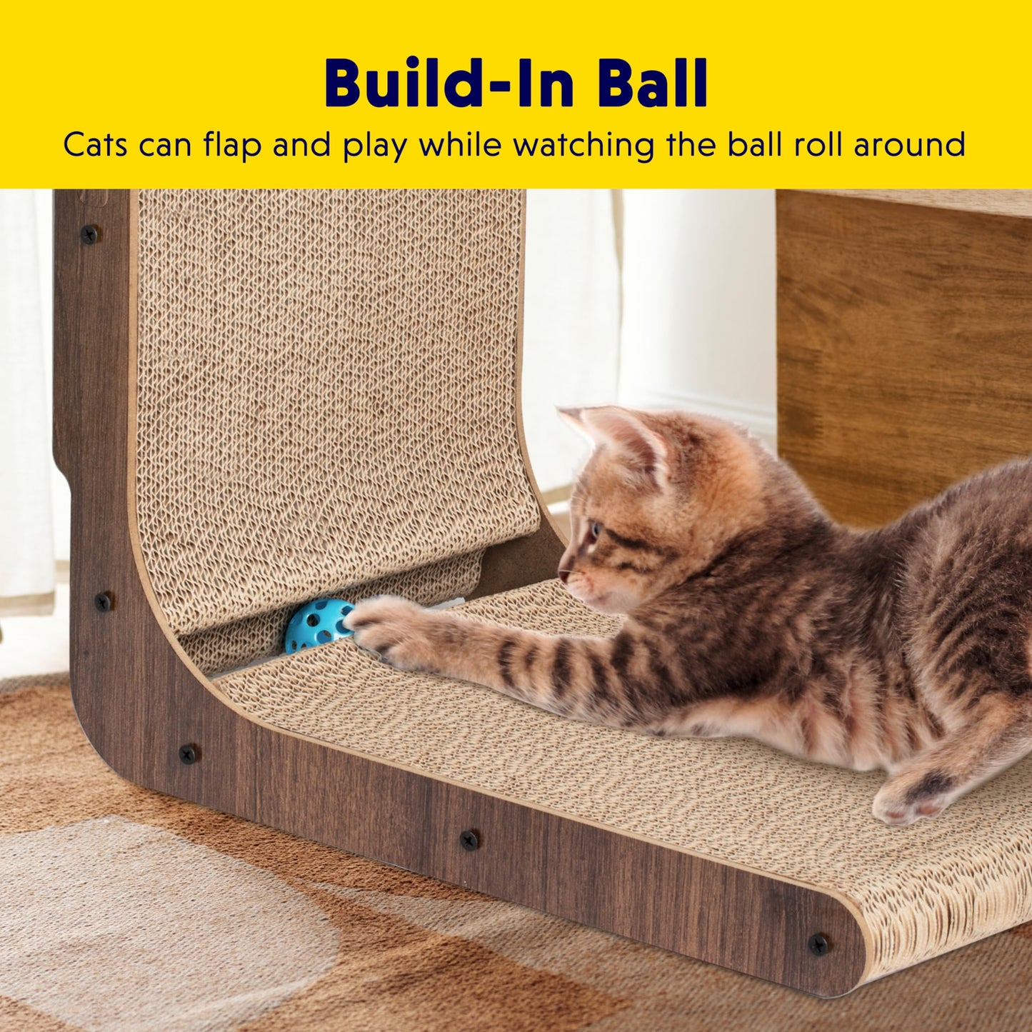 2 in 1 Cat Scratcher Cardboard Lounge Bed, Cat Scratching Pad, Durable Board Pads Prevents Furniture Damage,Large