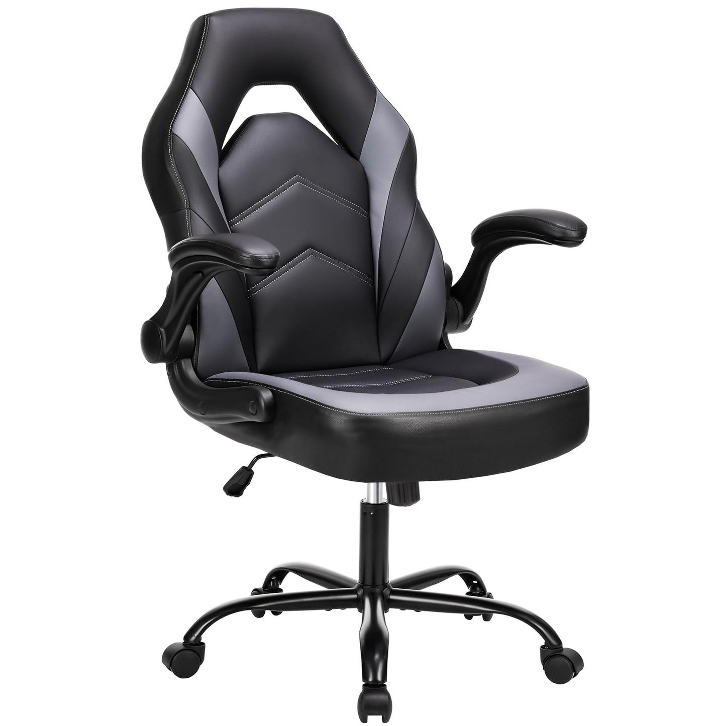 YSSOA Computer Gaming Chair PU Leather Ergonomic Lumbar Support with Flip-up Armrest and 360° Swivel Wheels, Height Adjustable Task Home Office Desk Video Racing, Red