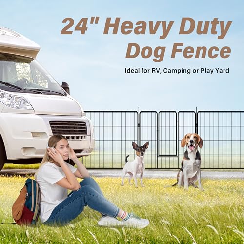 YSSOA Dog Playpen Indoor, Puppy Playpen Indoor Outdoor for Yard, Camping, RV, Heavy Duty Dog Pen for Puppies/Small/Medium Dogs, Black