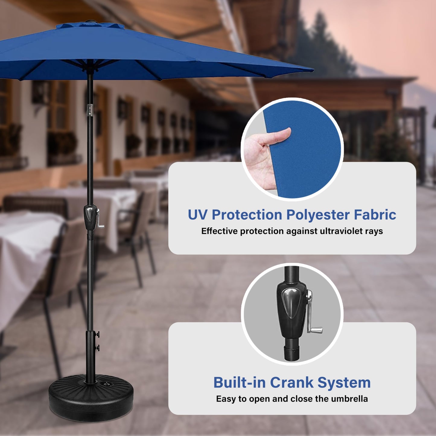 InfiniPower Outdoor Patio Umbrella Table Umbrellas with Push Button Tilt/Crank, UV Protection Waterproof for Garden Deck Backyard Pool,