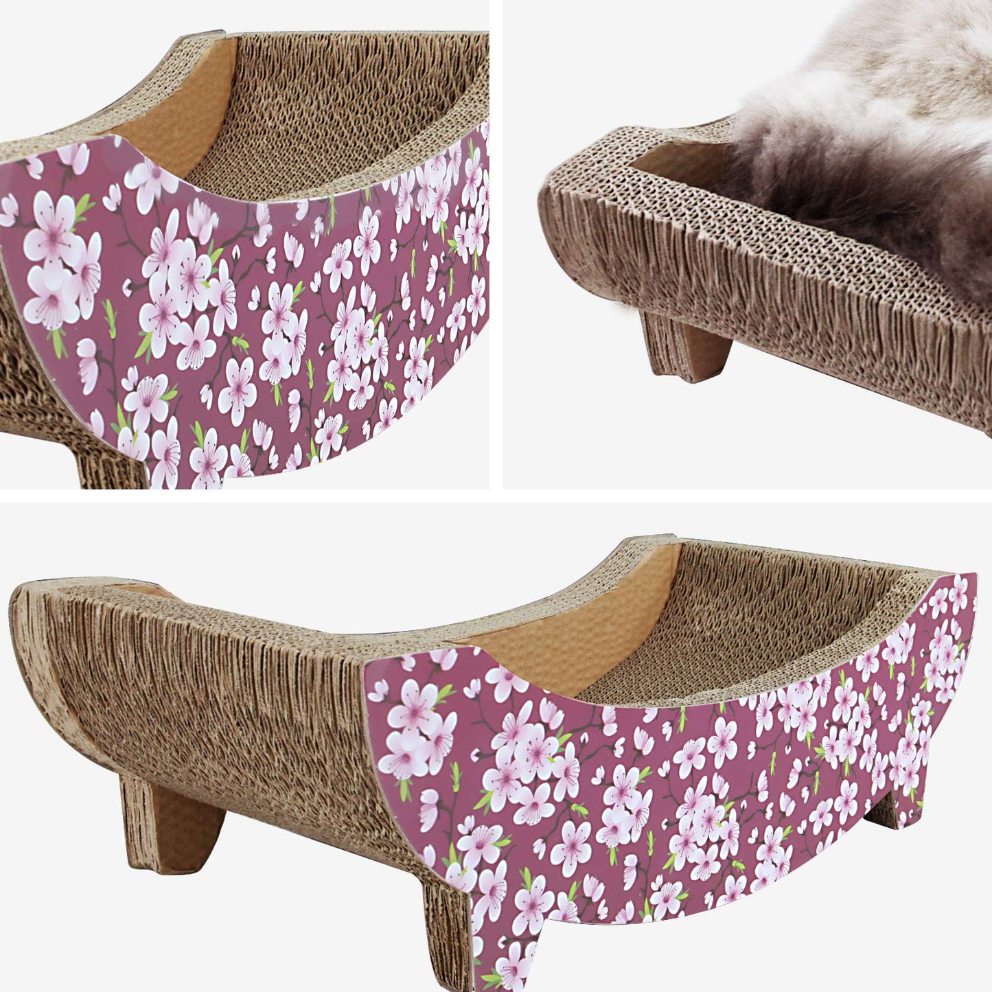 2 in 1 Cat Scratcher Cardboard Lounge Bed, Cat Scratching Pad, Durable Board Pads Prevents Furniture Damage,Large