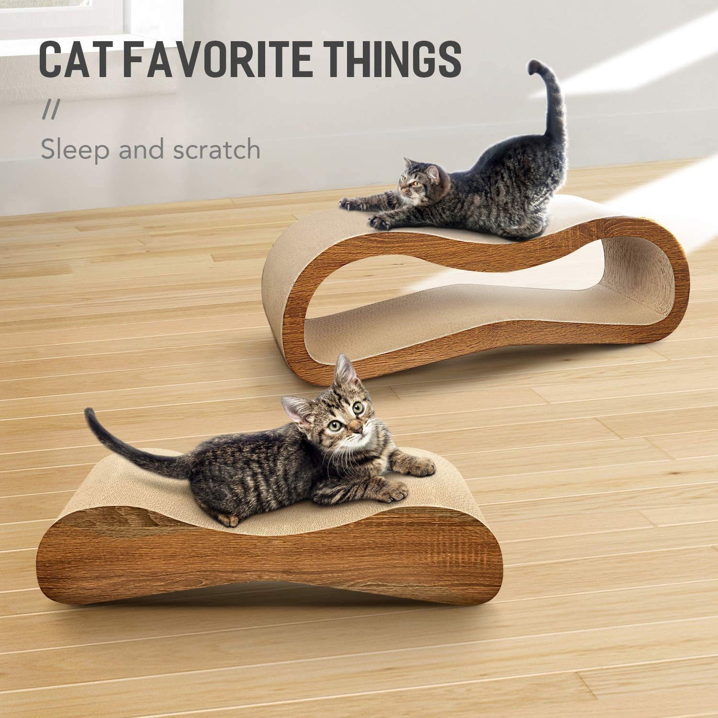 2 in 1 Cat Scratcher Cardboard Lounge Bed, Cat Scratching Pad, Durable Board Pads Prevents Furniture Damage,Large
