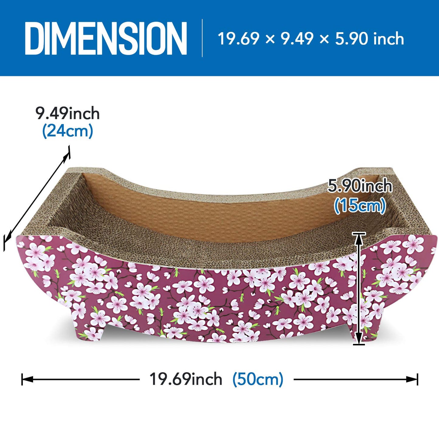 2 in 1 Cat Scratcher Cardboard Lounge Bed, Cat Scratching Pad, Durable Board Pads Prevents Furniture Damage,Large