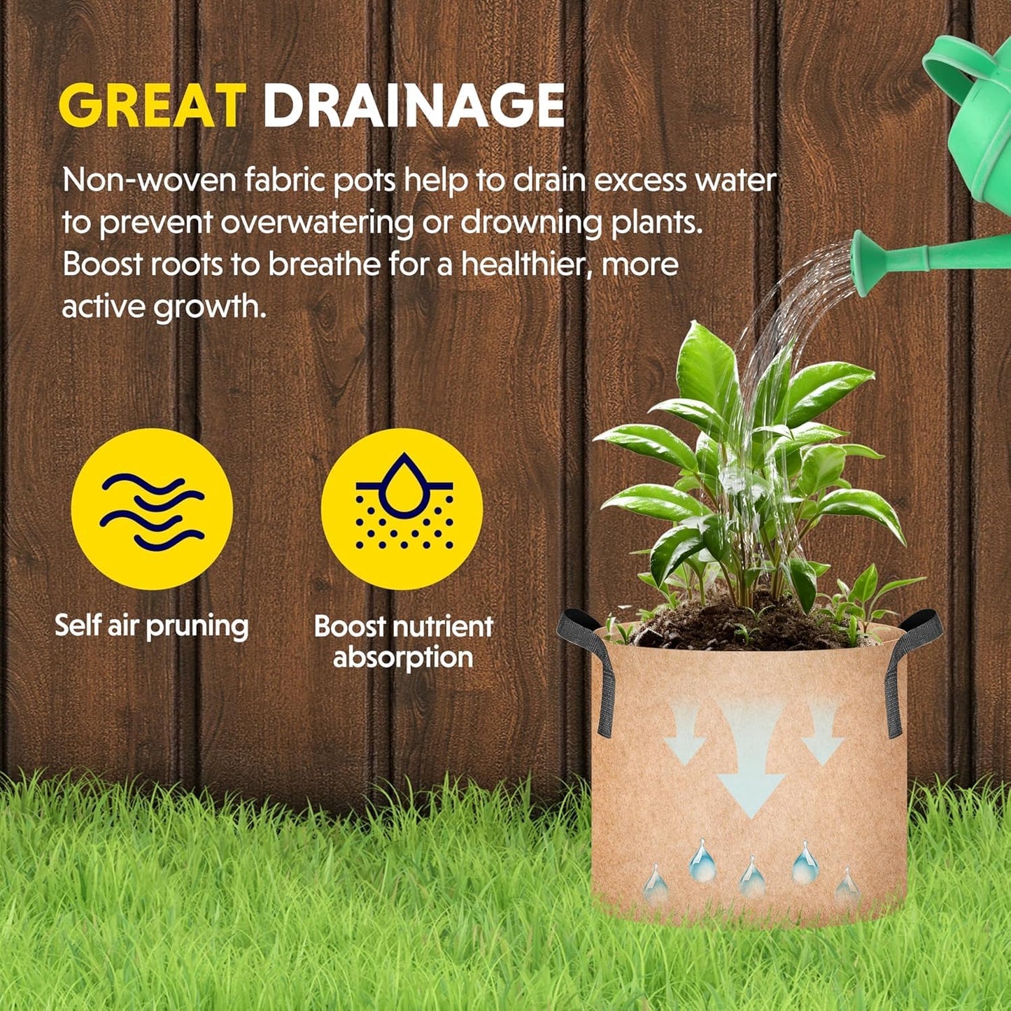 YSSOA Grow Bags Heavy Duty Thickened Nonwoven Aeration Fabric Pots with Handles, Cloth Pots for Plants, Vegetable, Flower, Tomato Potato