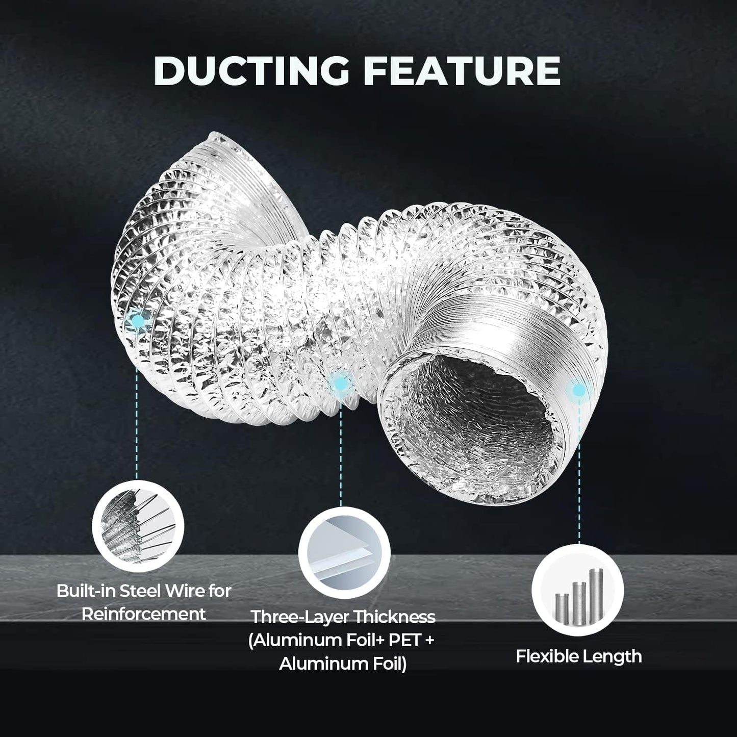 iPower Non-insulated Flex Air Aluminum Ducting