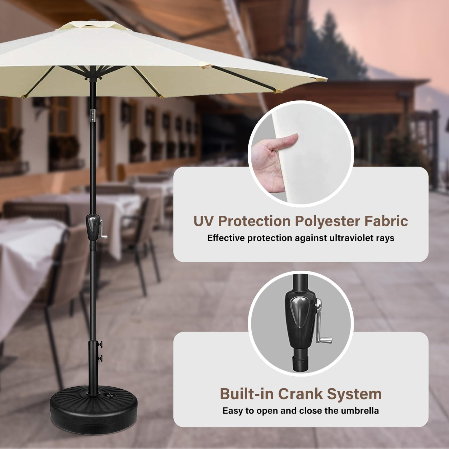 InfiniPower Outdoor Patio Umbrella Table Umbrellas with Push Button Tilt/Crank, UV Protection Waterproof for Garden Deck Backyard Pool,