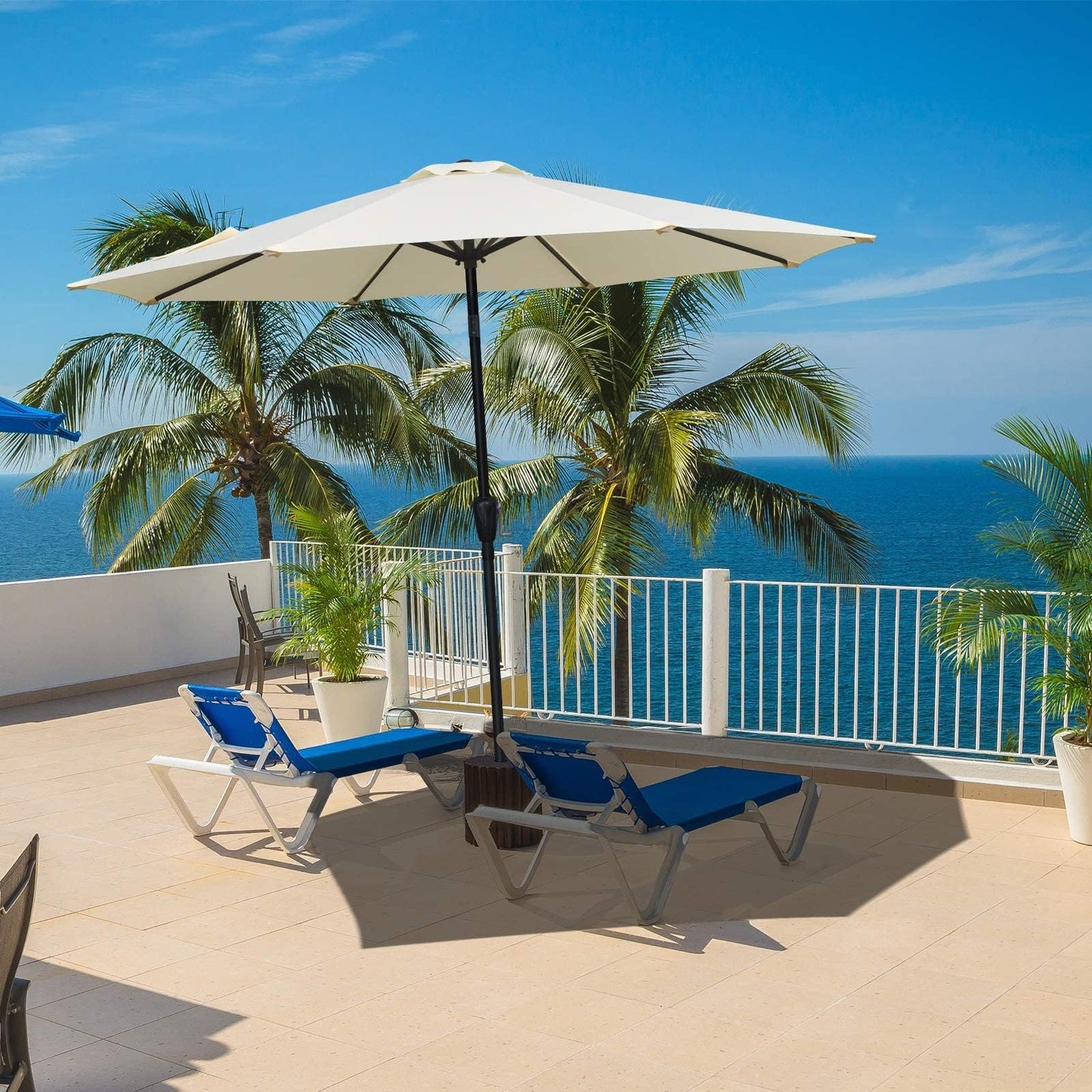 Simple Deluxe Patio Umbrella Outdoor, UV Protection Sunshade with Push Button Tilt/Crank and 8 Sturdy Ribs, for Table Garden Lawn Beach Pool