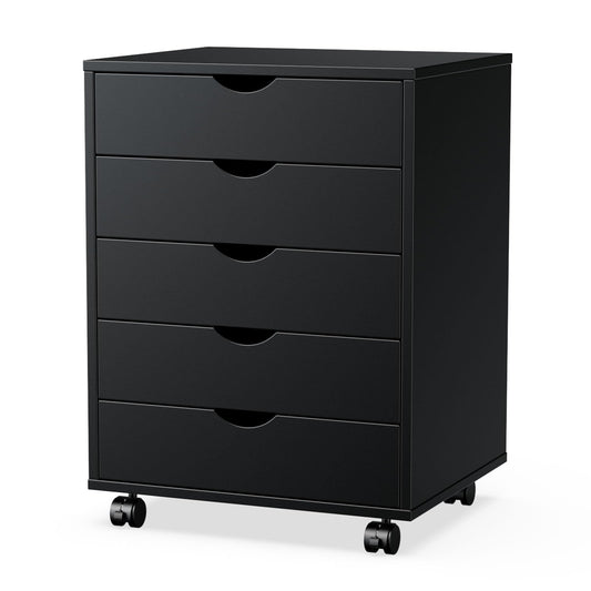 5 Drawer Chest, Storage Cabinet Dressers with Wheels, Dressers Storage Cabinets, Dresser Mobile Cabinet with Wheels, Room Organizer, Drawers Wood Organization Furniture for Office, Home, White